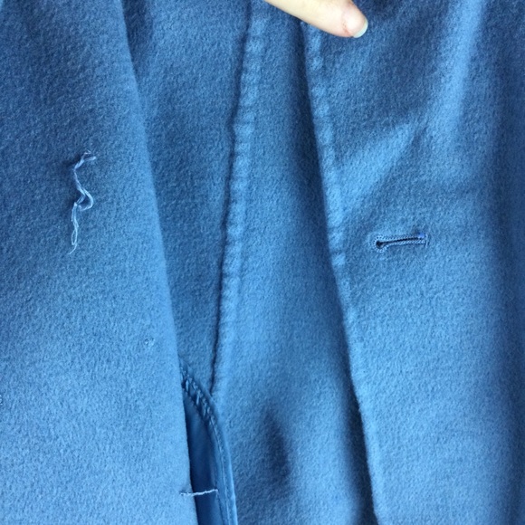 Talbots Wool Blend Double Breasted Notched Lapel 3/4 Sleeve Blue Pea Coat Sz 12P - Picture 9 of 10